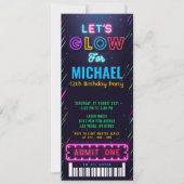 Jongen Glow Party Ticket Pass Birthday Kaart (Voorkant)