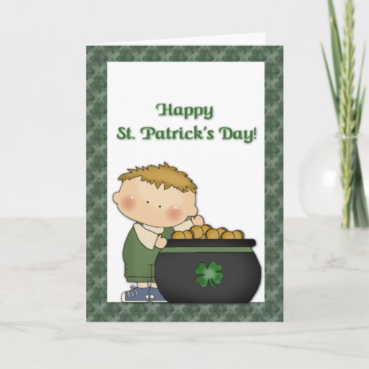 Jongen Gold St. Patricks Day Kaart (Voorkant)