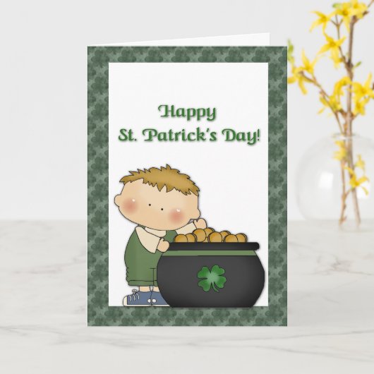 Jongen Gold St. Patricks Day Kaart (Gele Bloem)