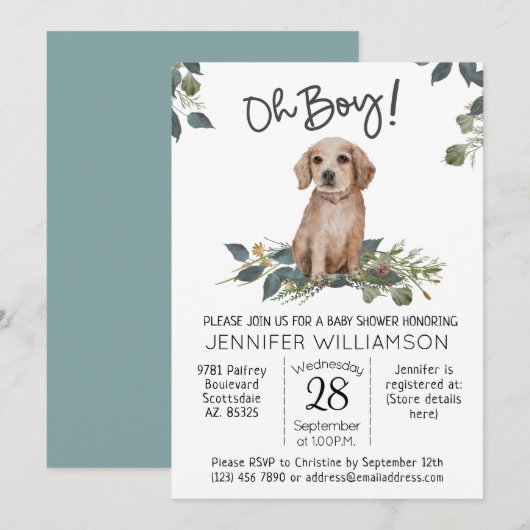 Jongen! Golden Retriever Dog Baby shower Kaart (Voorkant / Achterkant)