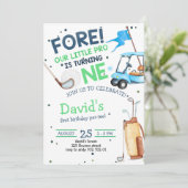 Jongen Golf Par-t-shirt 1e verjaardag Kaart (Staand voorkant)