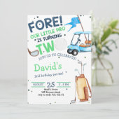 Jongen Golf Par-t-shirt 2e verjaardag Kaart (Staand voorkant)