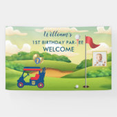 Jongen Golf Thema 1e Verjaardag Party Foto Spandoek (Horizontaal)