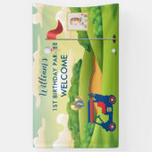 Jongen Golf Thema 1e Verjaardag Party Foto Spandoek (Verticaal)