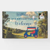 Jongen Golf Thema 2e Verjaardag Party Foto Spandoek (Horizontaal)