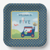 Jongen Golf Thema 5e Verjaardag Party Papieren Bordje (Voorkant)