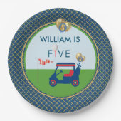 Jongen Golf Thema 5e Verjaardag Party Papieren Bordje (Voorkant)