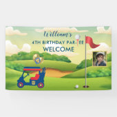 Jongen Golf Thema Foto 4e Verjaardagsfeest Spandoek (Horizontaal)