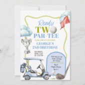 Jongen Golf Twee Par-Tee 2e Verjaardag Kaart (Voorkant)