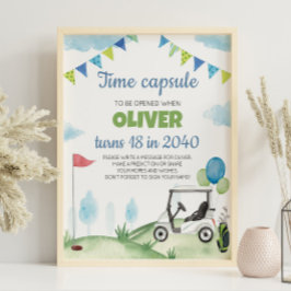 Jongen Golf Verjaardag Tijd Capsule Teken Poster