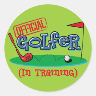 Jongen Golfer in opleiding Ronde Sticker