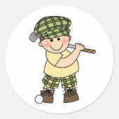 Jongen Golfer Ronde Sticker (Voorkant)