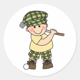 Jongen Golfer Ronde Sticker