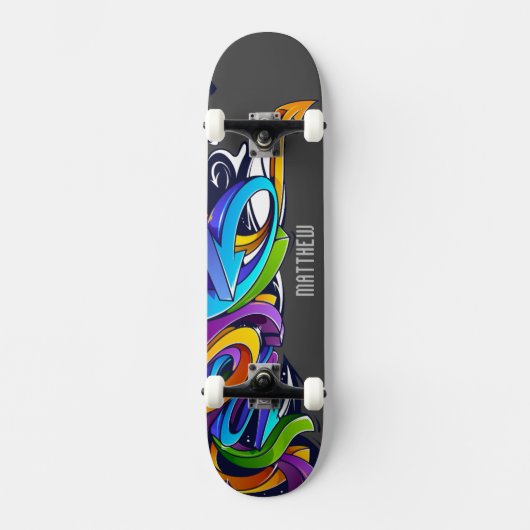 Jongen graffiti Skateboard met naam (Voorkant)