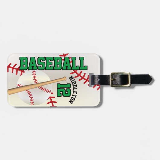 Jongen Groene Sport Baseball ⚾ Bagagelabel (Voorkant horizontaal)