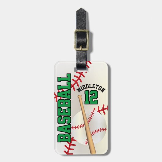 Jongen Groene Sport Baseball ⚾ Bagagelabel (Voorkant verticaal)