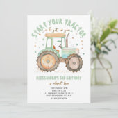 Jongen Groene Tractor 3e Verjaardag  Kaart (Staand voorkant)