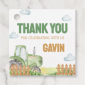Jongen Groene Tractor Verjaardag Party Square Bedankjes Labels (Voorkant)