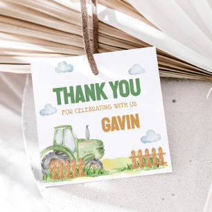 Jongen Groene Tractor Verjaardag Party Square Bedankjes Labels