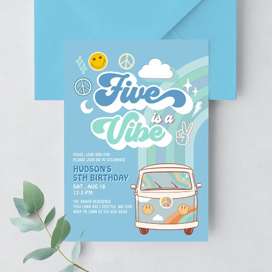 Jongen Groovy Van Rainbow Five is een Vibe 5e Verj Kaart