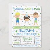 Jongen Gymnastiek Uitnodiging | Gymnastiek Birthda (Voorkant)