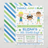 Jongen Gymnastiek Uitnodiging | Gymnastiek Birthda (Voorkant / Achterkant)