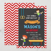 Jongen gymnastische verjaardag uitnodiging (Voorkant / Achterkant)