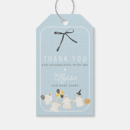 Jongen Halloween Geest en Zwarte Strik Baby Shower Cadeaulabel