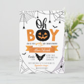 Jongen! Halloween Pumpkin-Baby shower Uitnodiging (Staand voorkant)