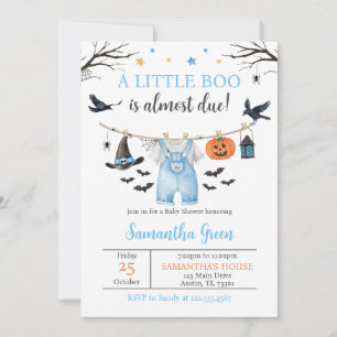 Jongen Halloween Waslijn Little Boo Baby Shower Kaart
