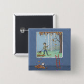 Jongen harken bladeren Button (Voorkant /achterkant)