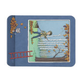 Jongen harken bladeren Magnet Magneet (Horizontaal)