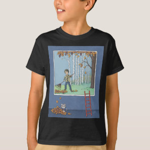 Jongen harken bladeren T-shirt