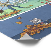 Jongen harkt bladeren  Poster (Hoek)