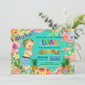 Jongen Hawaiaanse Luau Verjaardagsfeestje Kaart (Staand voorkant)