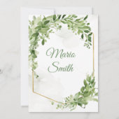 Jongen Heilige Communie Minimalistisch Groen Goud Kaart (Achterkant)