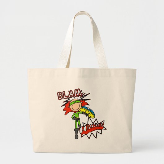 Jongen Held met Schild Grote Tote Bag (Voorkant)