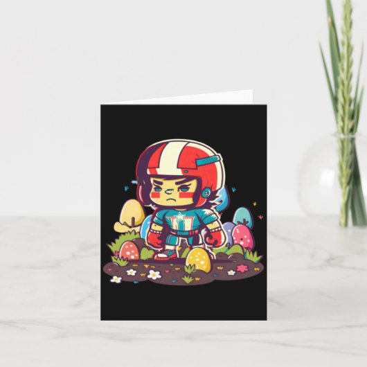 Jongen Helm Pasen Eieren Voetbal Pasen 3 Kaart (Voorkant)