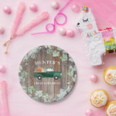 Jongen Herfst Birthday Green Truck en Pumpkins Papieren Bordje (Feest)