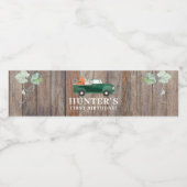 Jongen Herfst Birthday Green Truck en Pumpkins Waterfles Etiket (Enkel label)