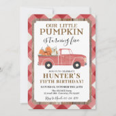 Jongen Herfst Birthday Partij Elke Age Red Truck Kaart (Voorkant)