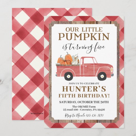 Jongen Herfst Birthday Partij Elke Age Red Truck Kaart (Voorkant / Achterkant)