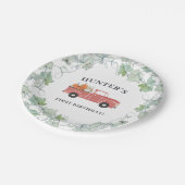 Jongen Herfst Birthday Red Truck en Pumpkins Papieren Bordje (Gekanteld)