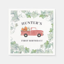 Jongen Herfst Birthday Red Truck en Pumpkins