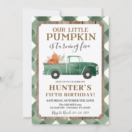 Jongen Herfst Birthday Uitnodiging Elke leeftijd (Voorkant)