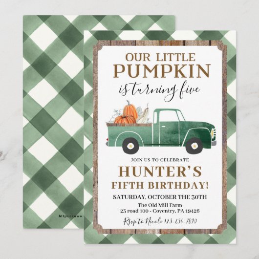 Jongen Herfst Birthday Uitnodiging Elke leeftijd (Voorkant / Achterkant)