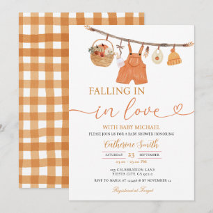 Jongen Herfst Waslijn Herfst Baby Shower Uitnodigi Kaart