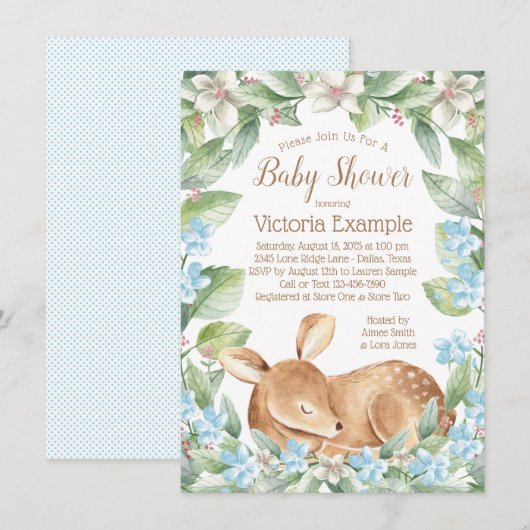 Jongen Hert Ree Baby Shower Uitnodigingen (Voorkant / Achterkant)