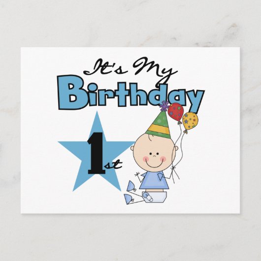 Jongen Het is Mijn Verjaardag Tshirts en Geschenke Briefkaart (Voorkant)