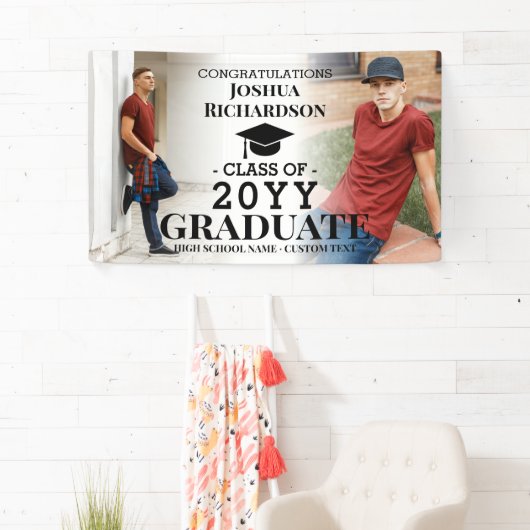 Jongen High School Afstuderen Aangepast 2 Foto Spandoek (Insitu)